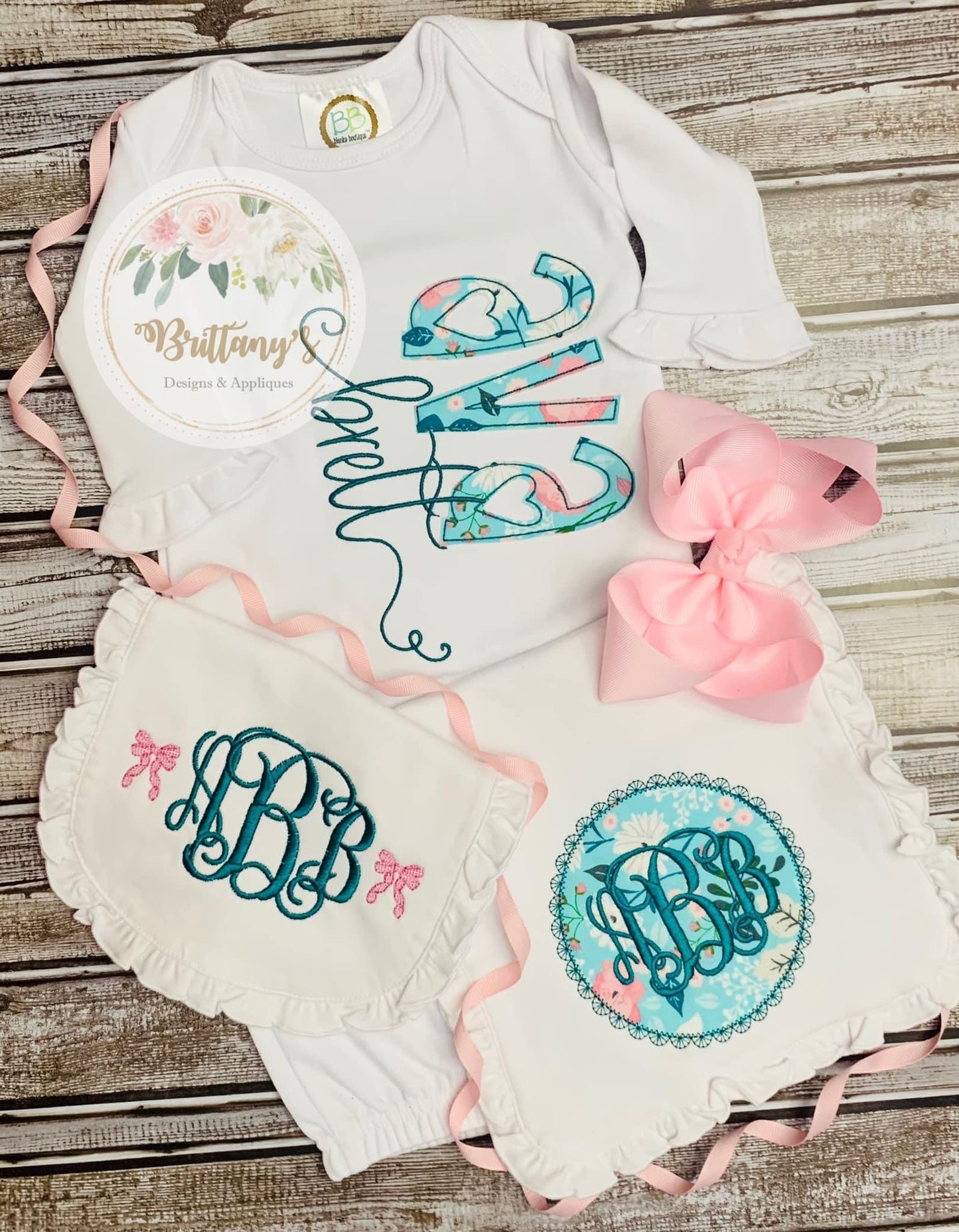 Name Applique Baby Gown