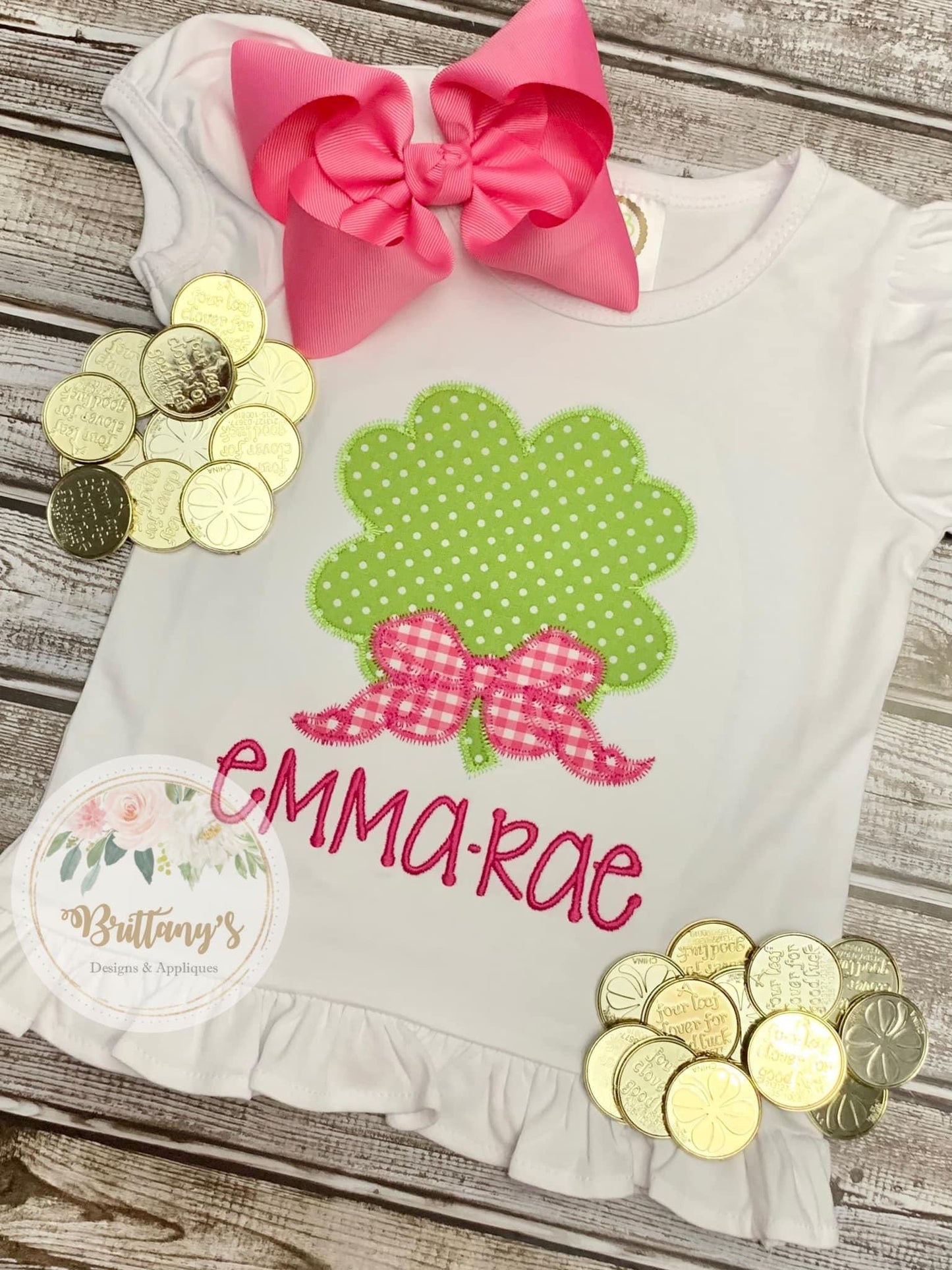 Shamrock with Bow Applique
