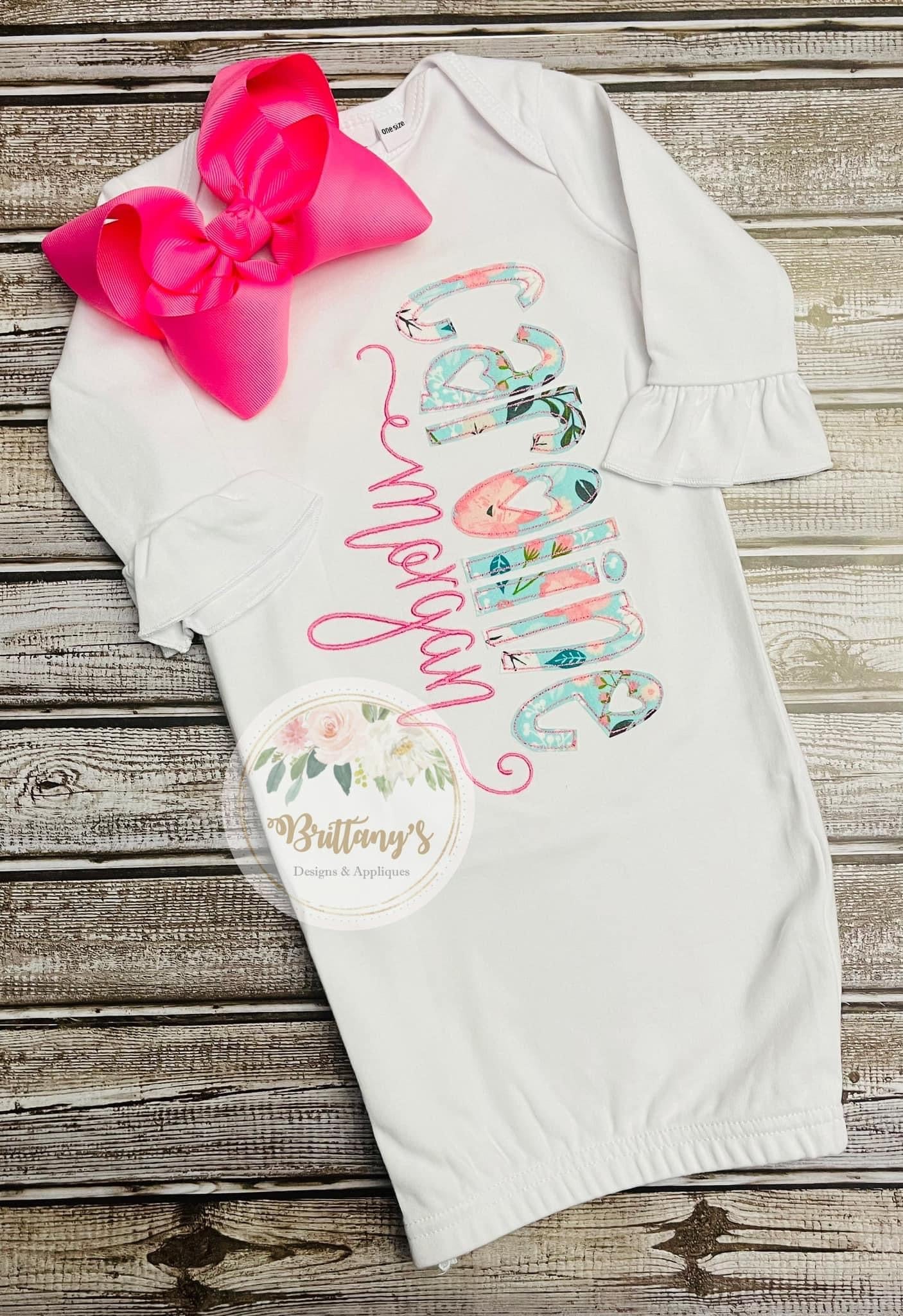 Name Applique Baby Gown